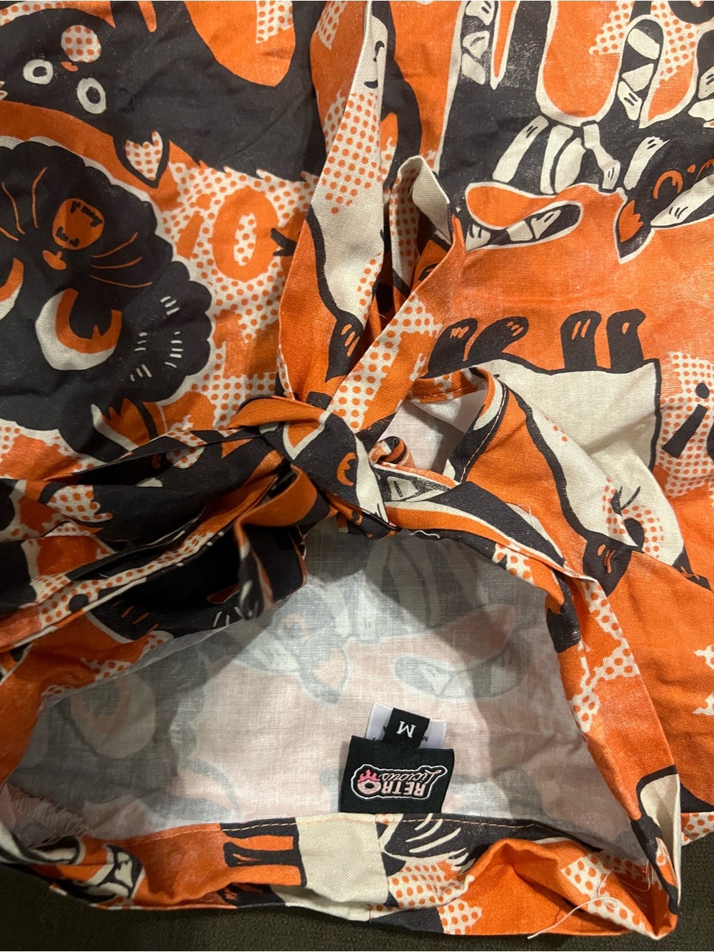 Orange & Black Printed Shirt - Size M
